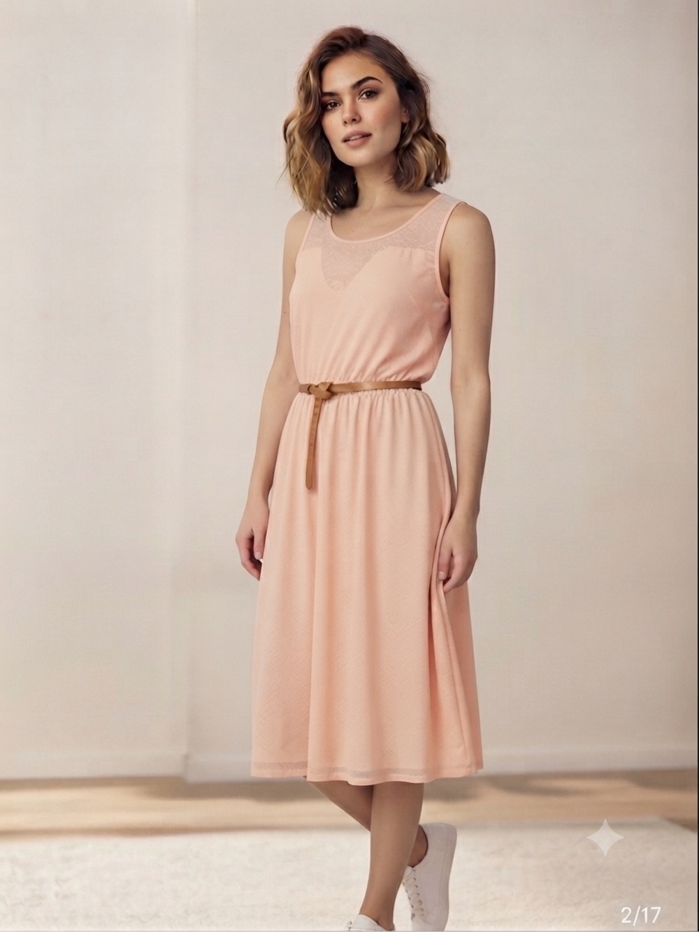 Kookai Peach Sleeveless Dress – Size EU 38 (US 8)
